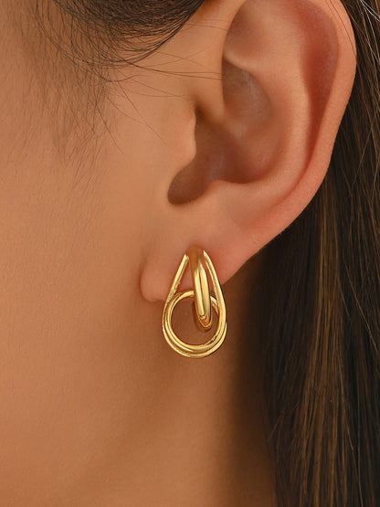 Geometric Hollow Water Drop Drop Earrings