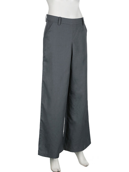 High Waisted Loose Solid Color Split-Joint Pants Trousers