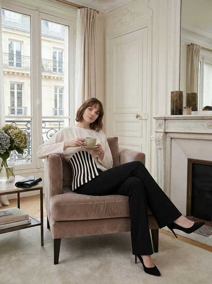 Irregularity Long Sleeves Asymmetric Pleated Split-Joint Striped Zipper Round-Neck Blouses&Shirts Tops