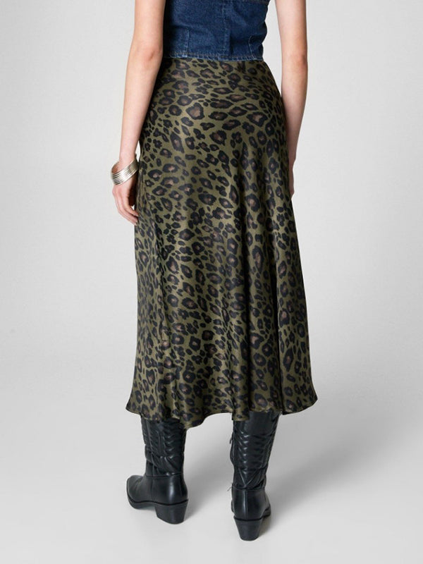 High-Waisted Leopard Print Skirt Bottoms