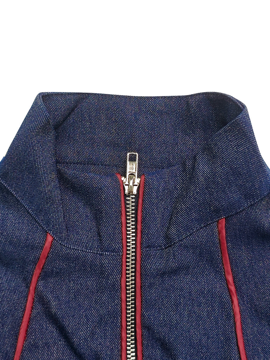 Long Sleeves Wide Leg Zipper Stand Collar Jumpsuits