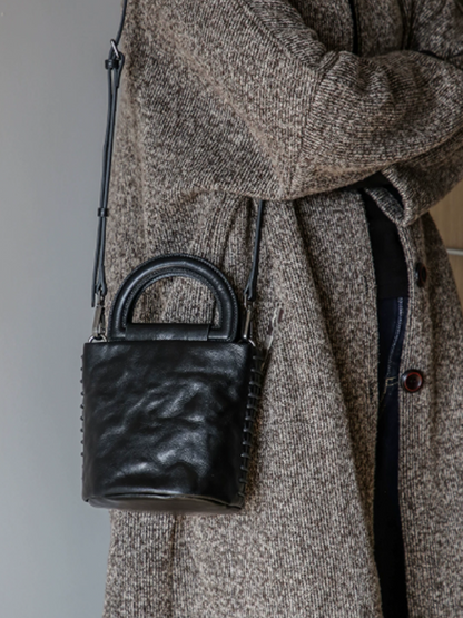 Vintage Leather Artistic Bucket Bag