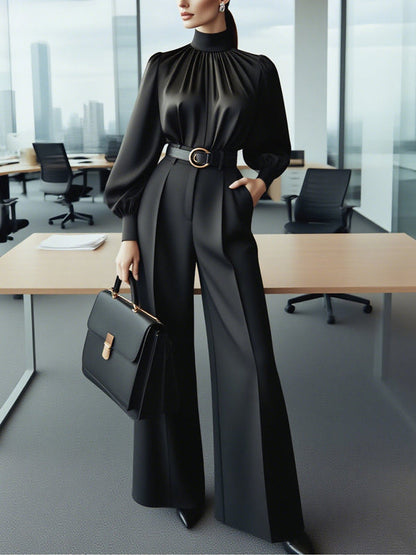 Loose Wide Leg Solid Color Split-Joint Suit Pants