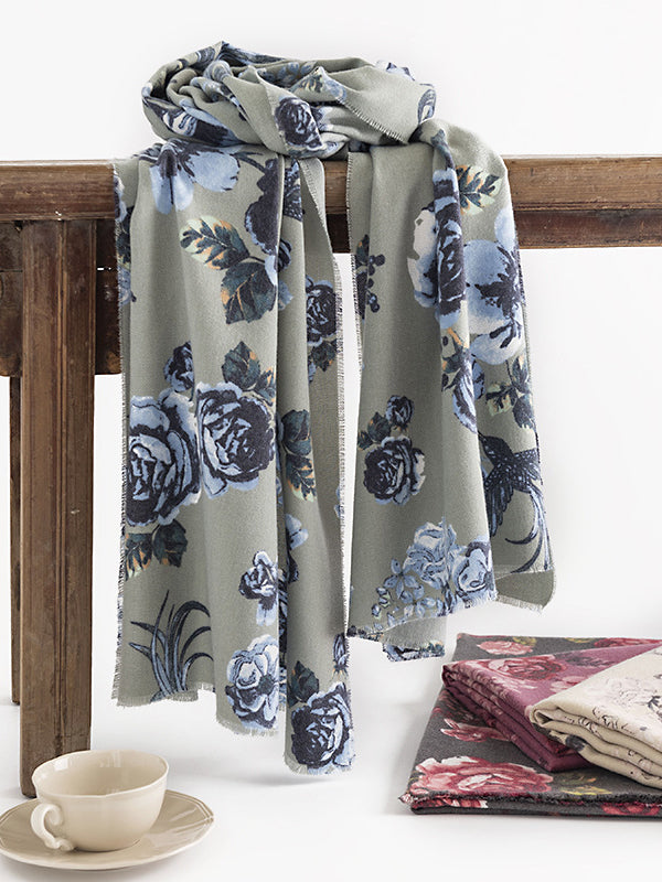 Flower Print Keep Warm Tasseled Shawl&Scarf