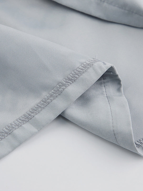 Long Sleeves Loose Solid Color Split-Joint High-Neck Blouses