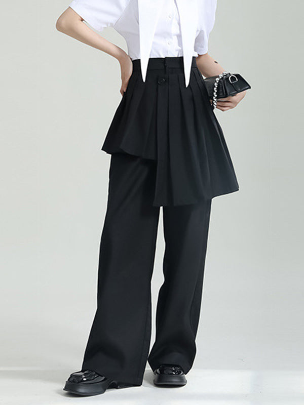 High Waisted Asymmetric Solid Color Pants Trousers