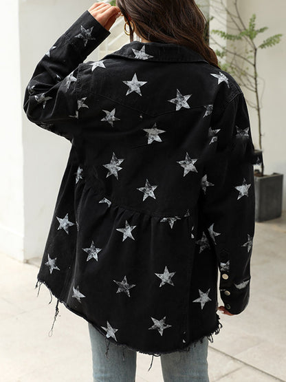 Long Sleeves Loose Fringed Pleated Split-Joint Lapel Outerwear