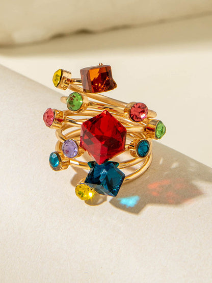 Geometric Rhine Stones Rings Accessories