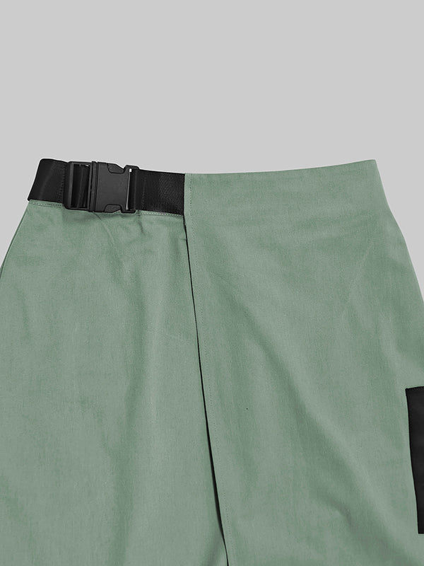 A-Line Loose Asymmetric Elasticity Pockets Split-Joint Skirts Bottoms