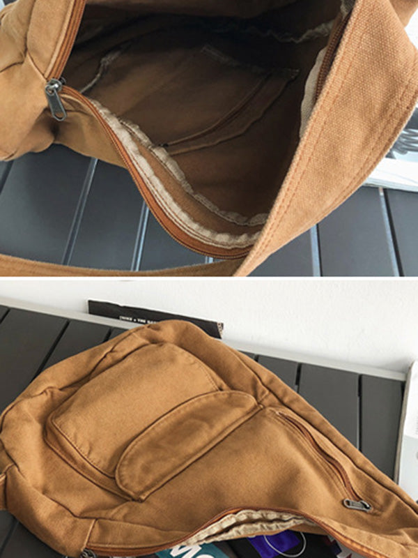 Casual Solid Color Zipper Bags Accessories