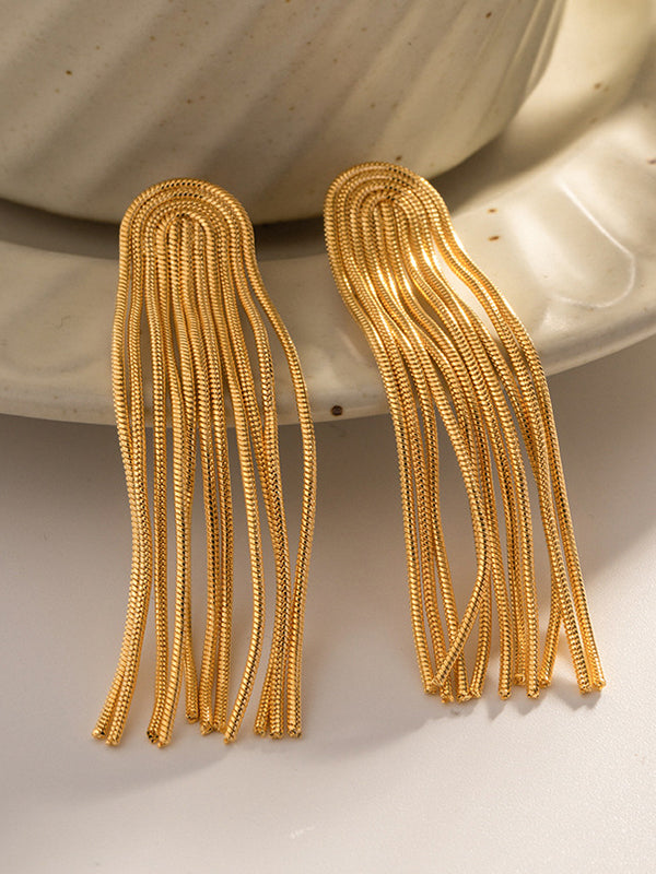 Solid Color Tasseled Drop Earrings Earrings Accessories