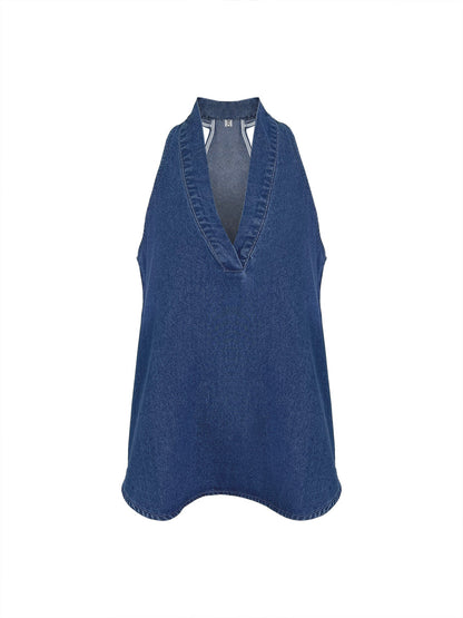Loose Sleeveless Solid Color V-Neck Vest Top