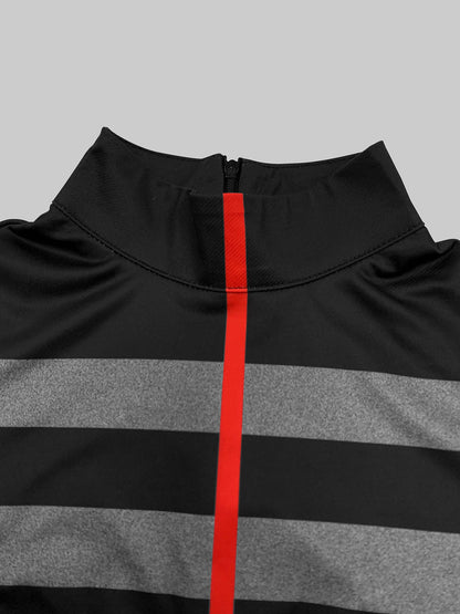 Long Sleeves Loose Striped High Neck T-Shirts Tops