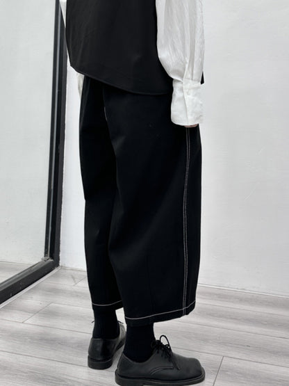Harem Pants High Waisted Elasticity Pleated Split-Joint Ninth Pants