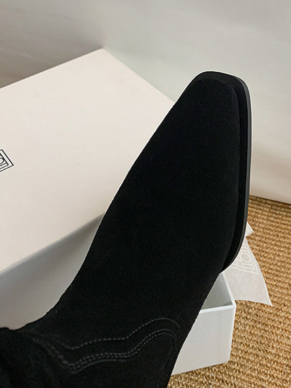 Pointed-Toe Split-Joint Boots Pumps