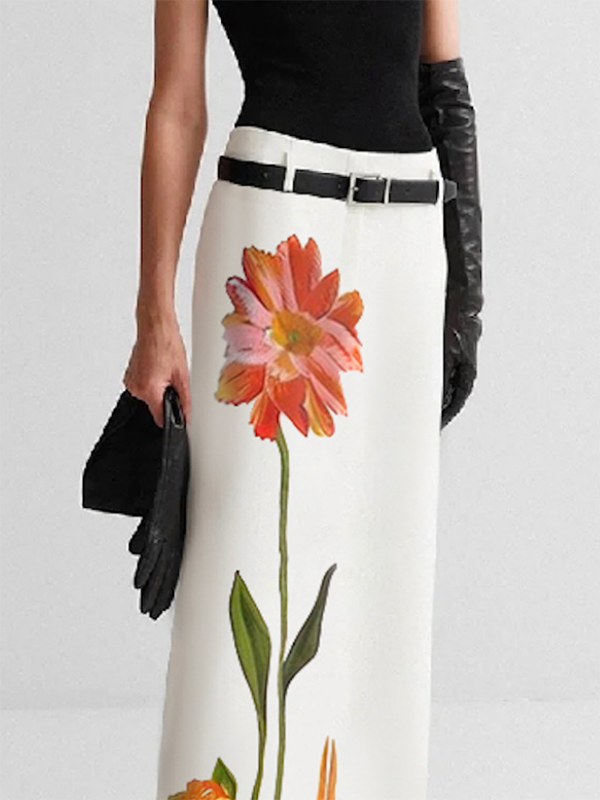 H-Line Flower Print Skirts Bottoms