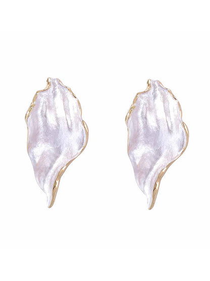 Irregularity Leaves Print Pleated Earrings Accessories