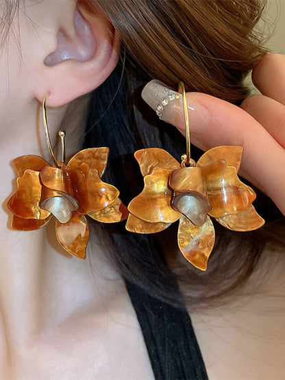 Flower Shape Solid Color Earrings Accessories