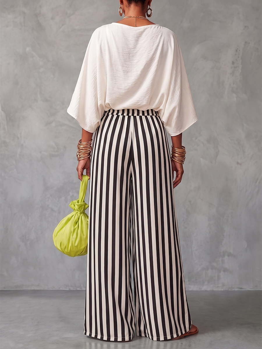 Solid Color Three-quarter Sleeves Loose Heaps Collar Blouses&shirts Tops