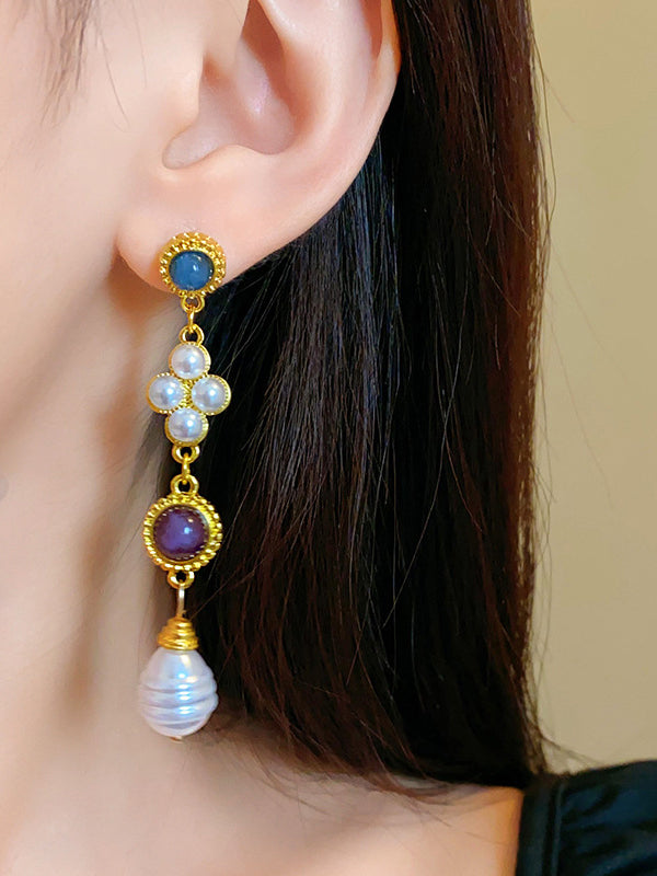 Geometric Tasseled Drop Earrings