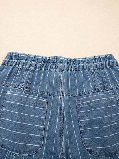 High Waisted Loose Drawstring Elasticity Pockets Jean Pants Bottoms