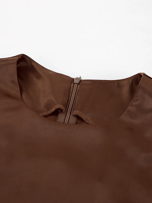 Loose Sleeveless Solid Color Split-Back Split-Joint Round-Neck Maxi Dresses