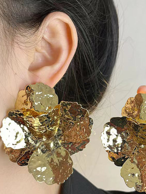 Flower Shape Shiny Earrings Accessories