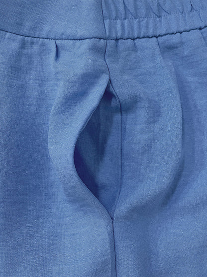 Loose Wide Leg Buttoned Pockets Solid Color Pants Trousers
