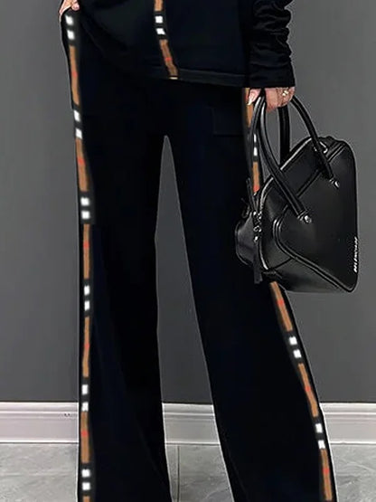 Loose Wide Leg Contrast Color Pockets Pants Trousers