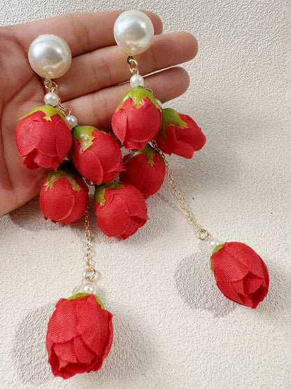 Tasseled Flower Shape Drop Earrings
