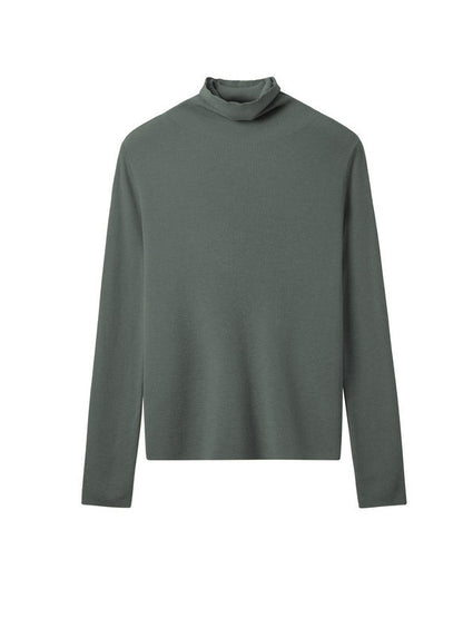 Long Sleeves Skinny Solid Color High-Neck Knitwear Pullovers Sweater Tops