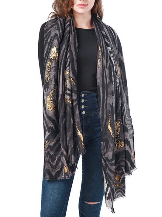 Contrast Color Tiger Printed Shawl&Scarf