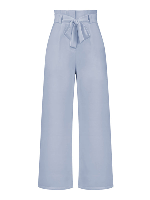 Simple Loose Wide Leg Solid Color Casual Pants Bottoms