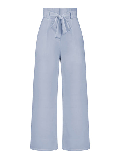Simple Loose Wide Leg Solid Color Casual Pants Bottoms