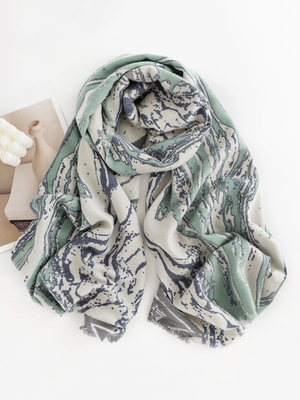 Keep Warm Printed Tasseled Shawl&Scarf