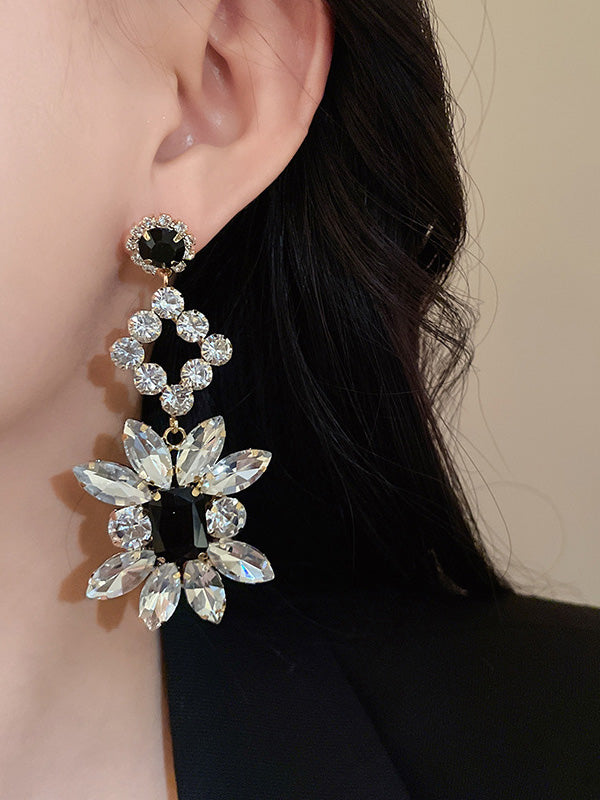 Geometric Rhine Stones Drop Earrings