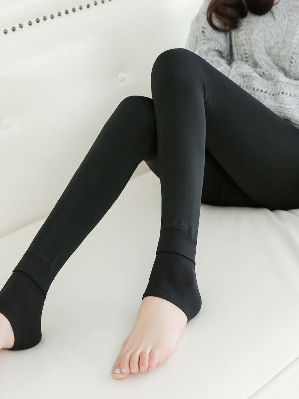 Simple Velvet Keep Warm Solid Color Leggings