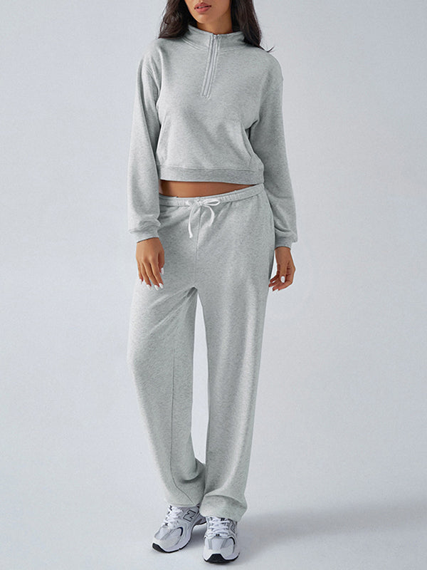 Loose Drawstring Solid Color Pants Trousers