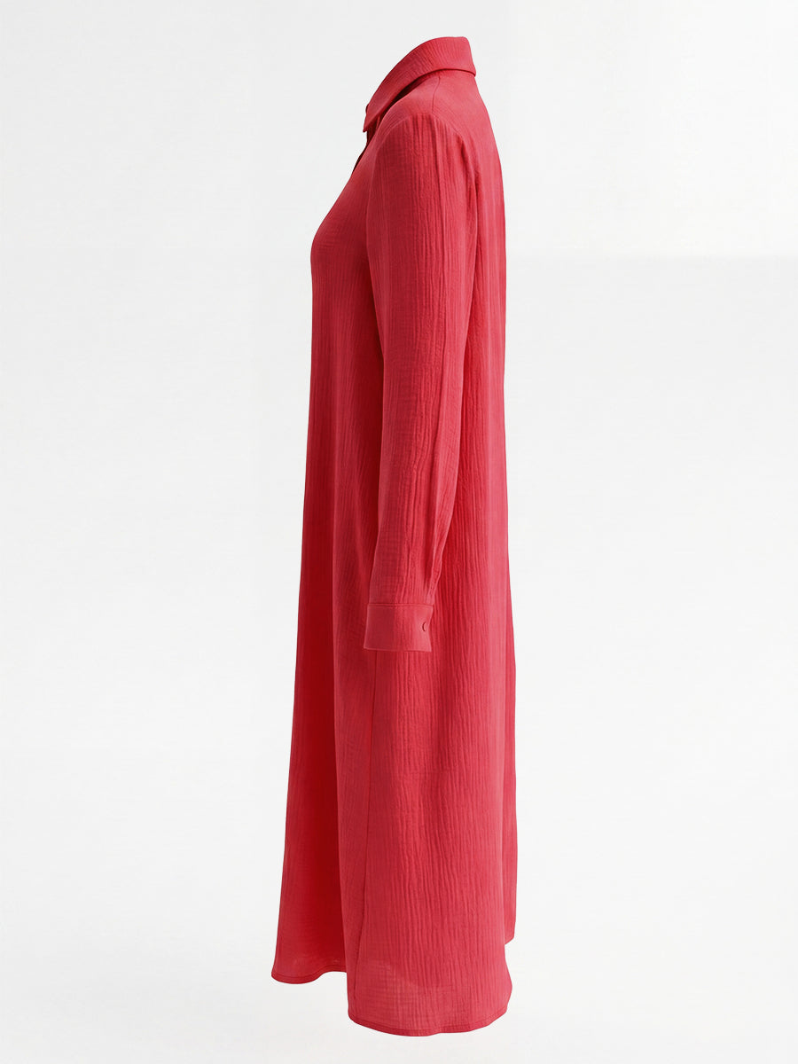 Long Sleeves Loose Buttoned Solid Color Lapel Blouses&Shirts Tops