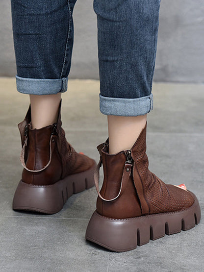 High-Top Open Toe Mesh Zipper Platform Shoes Sandals