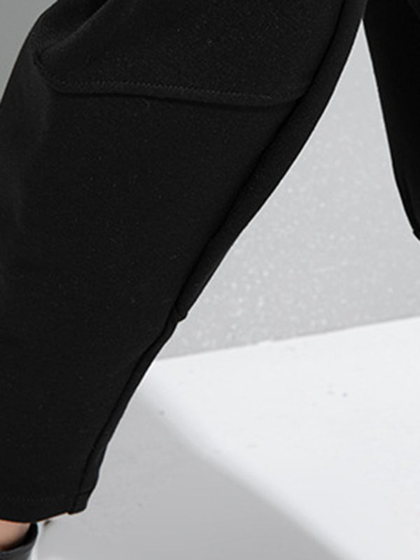 Simple Cool Loose Elasticity Solid Color Casual Harem Pants Bottoms