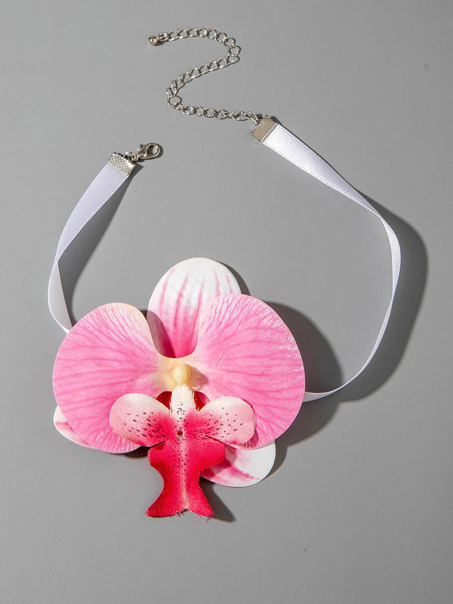 Three-Dimensional Flower Solid Color Flower Shape Necklaces Accessories