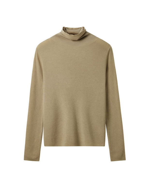 Long Sleeves Skinny Solid Color High-Neck Knitwear Pullovers Sweater Tops