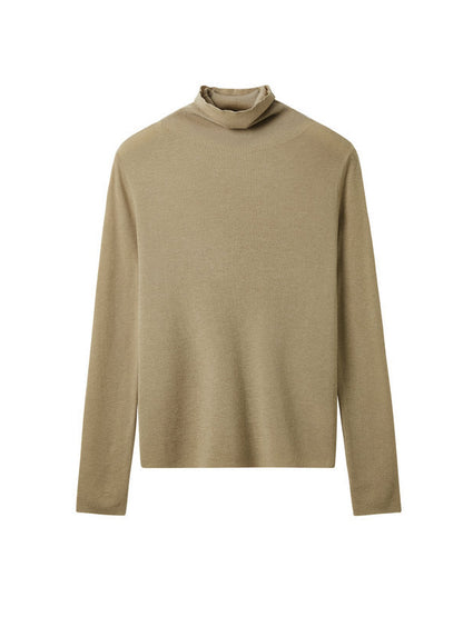 Long Sleeves Skinny Solid Color High-Neck Knitwear Pullovers Sweater Tops
