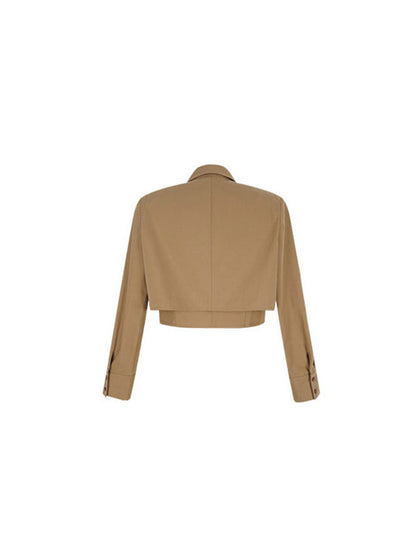Lapel False Two Buttoned Pockets Solid Color Inner Shirts   Outerwear Blouses&Shirts Tops