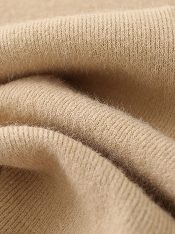 Simple Skinny Long Sleeves Solid Color High-Neck Pullovers