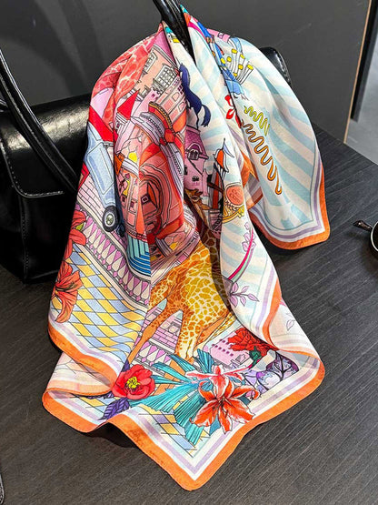 Flower Print Shawl&Scarf