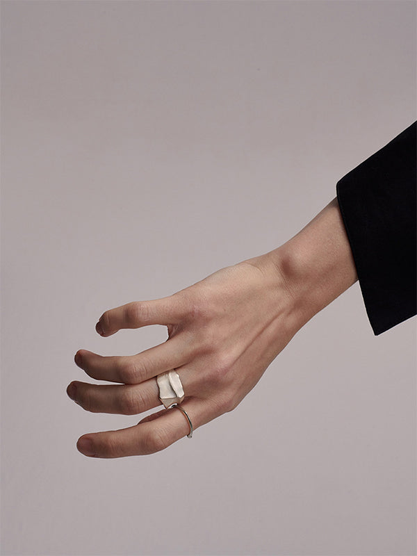 Solid Color Textured Creases Design Sense Rings Accessories