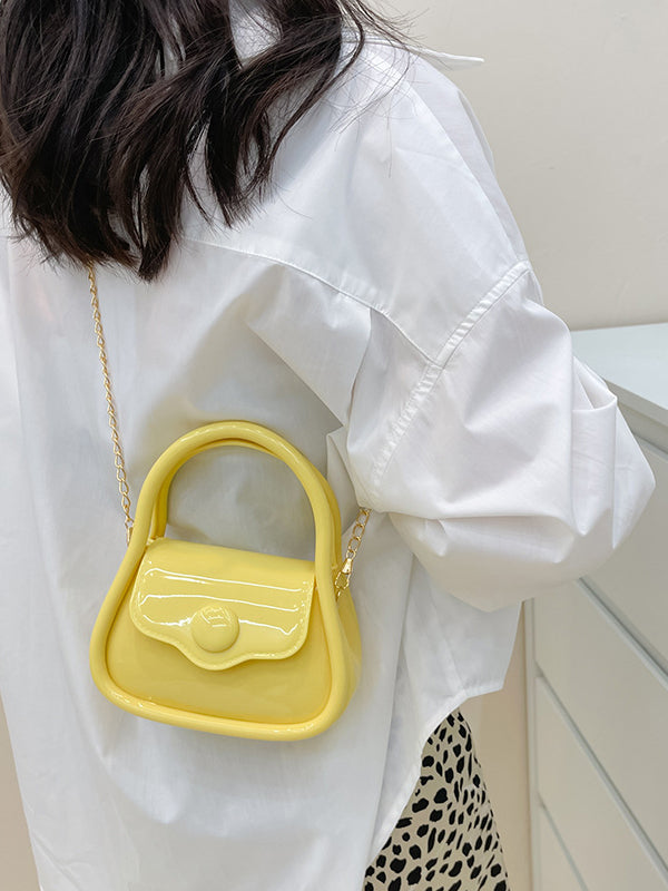 Chains Solid Color Crossbody Bags Satchels