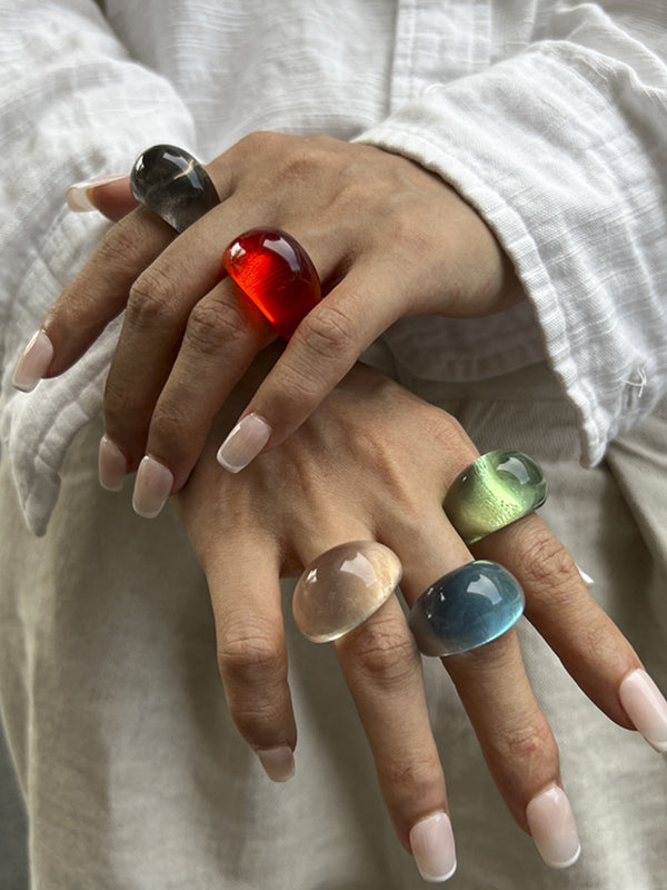 Geometric Solid Color Rings Accessories